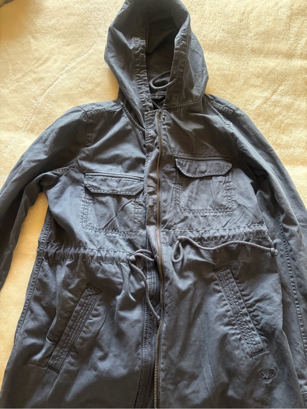 American Eagle Outfitters Hooded Field Jacket in Navy Blue